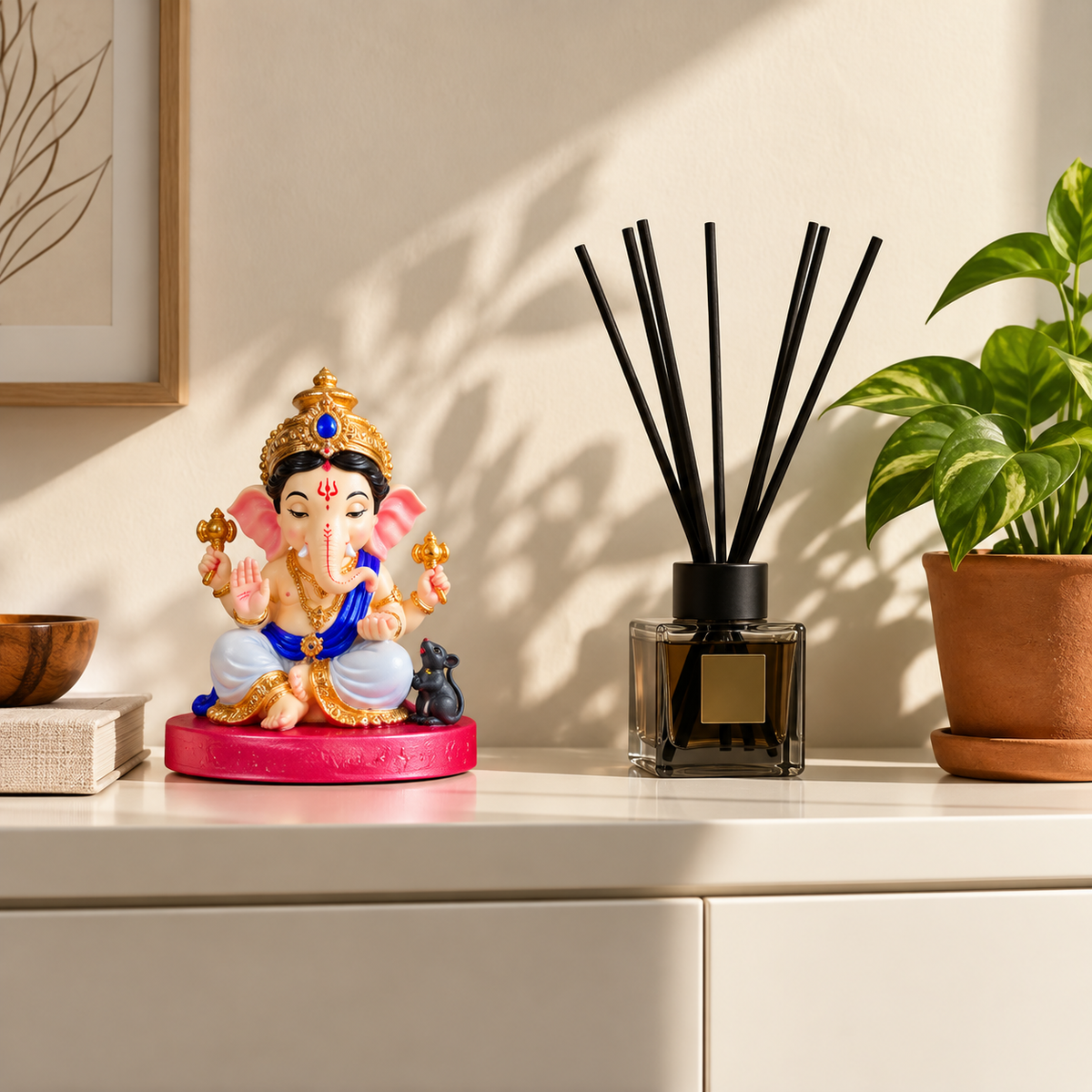Cute Lord Ganesha Idol | Mini Ganesh Murti for Home & Car